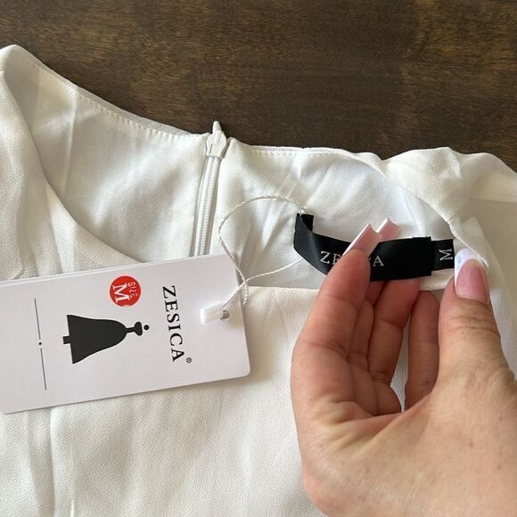 ZESICA Fall Long Sleeve Chiffon Casual Crew Neck Pleated A Line Flowy Midi Dress - Picture 10 of 12